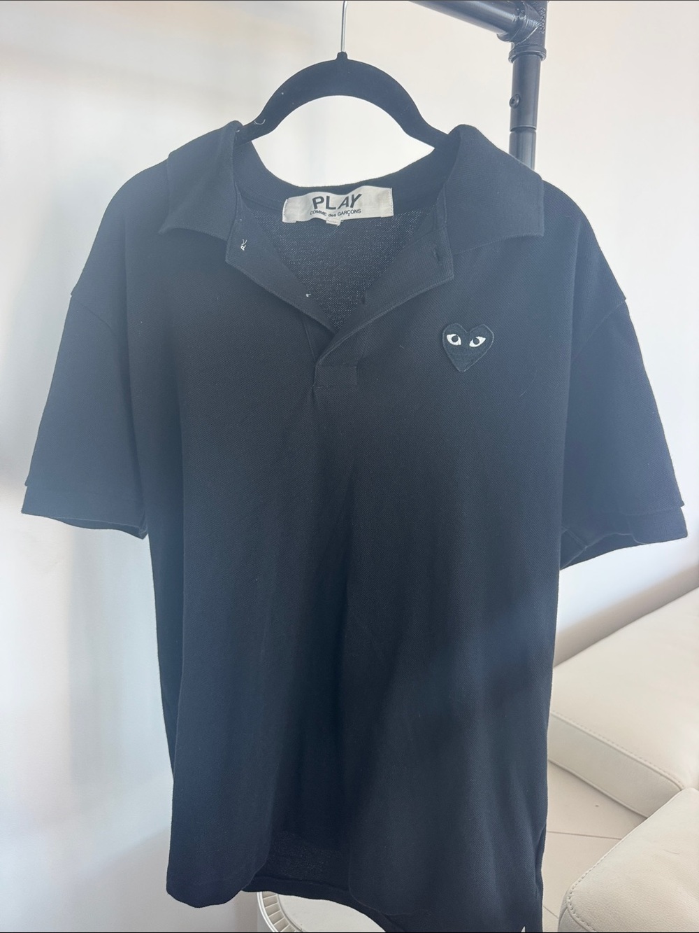 Comme des Garcons PLAY Black Heart Embroidered Polo